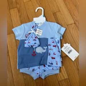 Baby Boy Three Piece Matching Set Whale Short Outfit - 6 Months